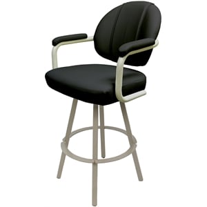 Swivel Metal Bar Stool 30&quot seat - M-70 WB - Black Vinyl - Beige Base