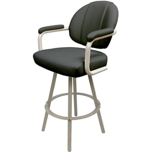 Swivel Metal Bar Stool 30&quot seat - M-70 WB - Gray Vinyl - Beige Base