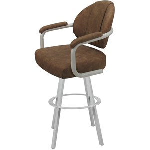 Swivel Metal Bar Stool 30&quot - M-70 WB - Pecan Brown Vinyl - White
