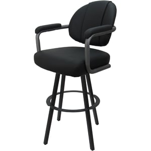 Swivel Extra Tall Metal 34&quot Bar Stool - M-70 WB - Black Vinyl - Gray