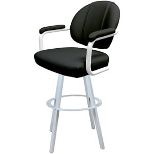 Swivel Extra Tall Metal 34&quot Bar Stool - M-70 WB - Black Vinyl - White