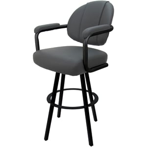 Swivel Extra Tall Metal 34&quot Bar Stool - M-70 WB - Gray Vinyl - Black