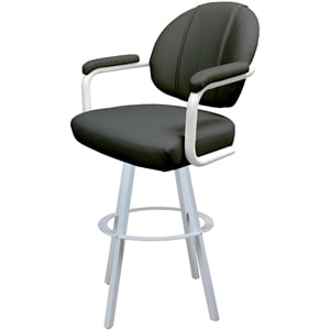 Swivel Extra Tall Metal 34&quot Bar Stool - M-70 WB - Gray Vinyl - White