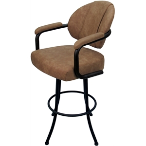 Swivel Counter 26&quot Metal Bar Stool - M-70 - Pecan Brown Vinyl - Black
