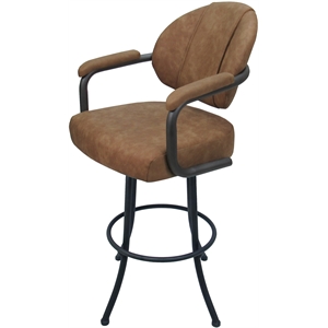 Swivel Extra Tall 34&quot Metal Bar Stool - M-70 - Pecan Brown Vinyl - Gray