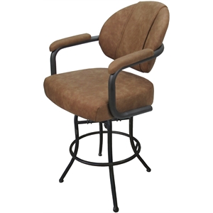 Swivel Tilt Metal Bar Stool 30&quot - M-70 - Pecan Brown Vinyl - Gray