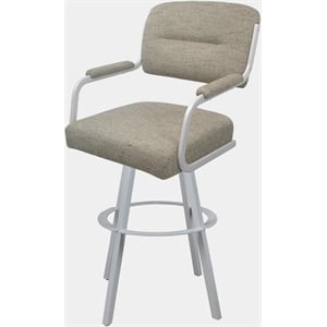 Swivel Counter Metal Stool 26&quot seat - M-110 WB - Driftwood Tan Fabric - White