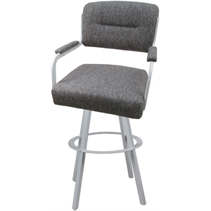 Swivel Counter Metal Stool 26&quot seat - M-110 WB - Mojave Gray Fabric - White