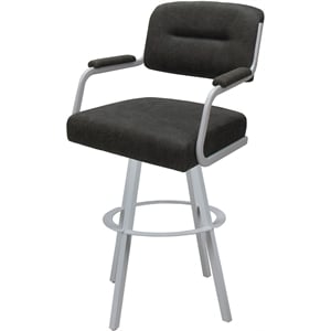 Swivel Counter Metal Stool 26&quot seat - M-110 WB - Elk Dark Gray Fabric - White