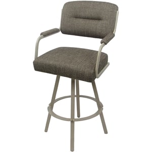 Swivel Metal Bar Stool 30&quot Seat - M-110 WB - Plumley Cocoa Fabric - Beige