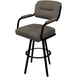 Swivel Metal Bar Stool 30&quot Seat - M-110 WB - Plumley Cocoa Fabric - Black