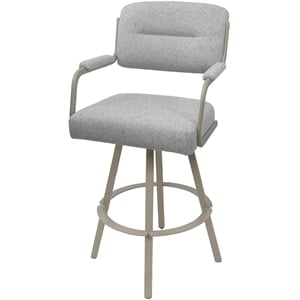 Swivel Metal Bar Stool 30&quot Seat - M-110 WB - Hemsath Slate Fabric - Beige