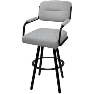 Swivel Metal Bar Stool 30&quot - M-110 WB - Hemsath Slate Fabric - Black