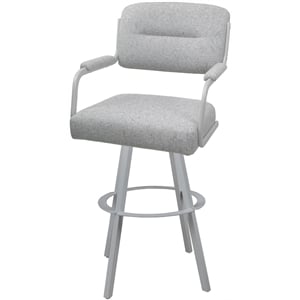Swivel Metal Bar Stool 30&quot - M-110 WB - Hemsath Slate Fabric - White