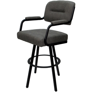Swivel Metal Bar Stool 30&quot seat - M-110 WB - NW Elk Dark Gray Fabric - Black
