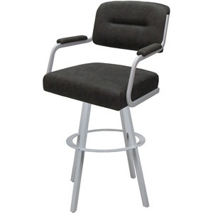 Extra Tall Swivel Metal Bar Stool - M-110 WB - NW Elk Dark Gray Fabric - White
