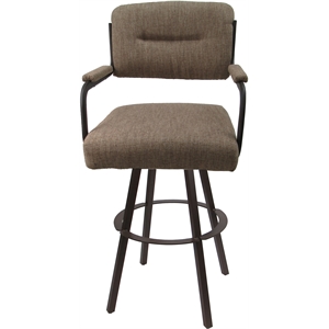 Extra Tall Swivel Metal Bar Stool 34&quot - M-110 WB - Basin Beige Fabric - Brown