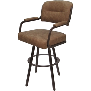 Swivel Counter Metal Bar Stool 26&quot - M-110 WB - Pecan Brown Vinyl - Brown