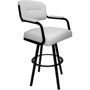Swivel Metal Bar Stool 30&quot Seat - M-110 WB - White Vinyl - Black
