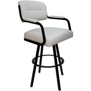Swivel Metal Bar Stool 30&quot Seat - M-110 WB - Ocean Beige Vinyl - Black