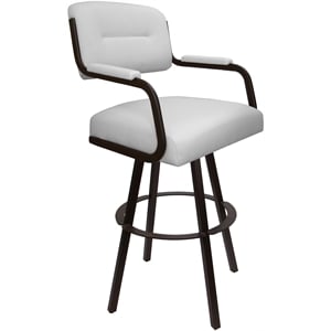 Swivel Metal Extra Tall Stool 34&quot Seat - M-110 WB - White Vinyl - Brown