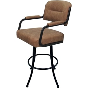 Swivel Metal Extra Tall Stool 34&quot Seat - M-110 - Pecan Brown Vinyl - Black