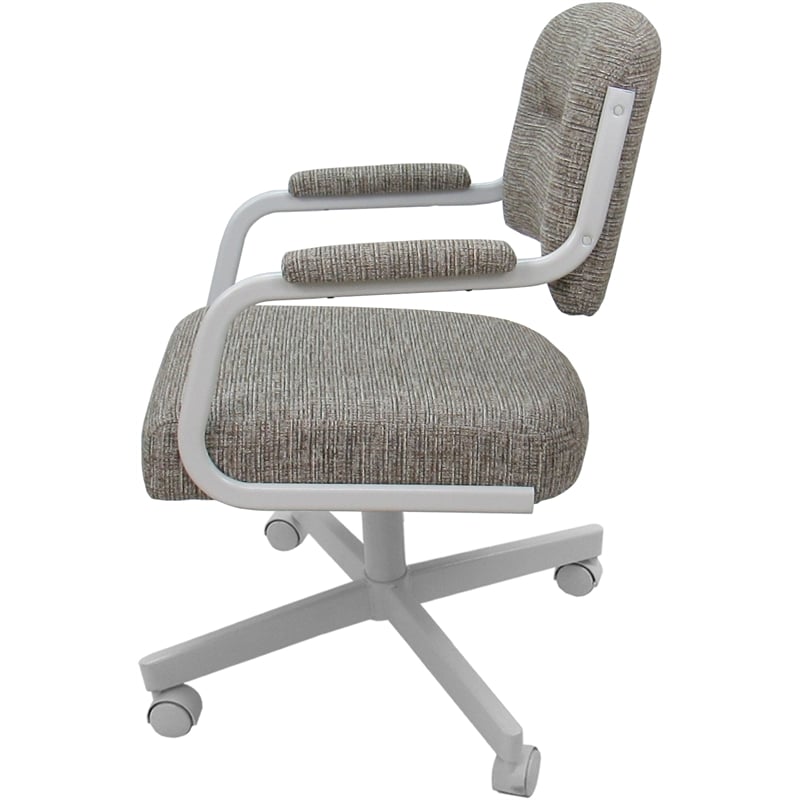 Swivel Metal Dining Caster Chair- M-110 - Jetty June Tan - White