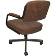 Swivel Metal Dining Caster Chair- M-110 - Pecan Brown Vinyl - Brown
