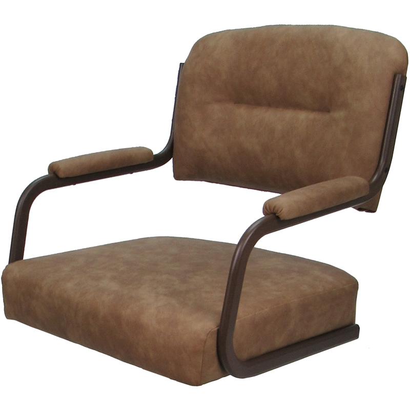 Swivel Metal Dining Caster Chair- M-110 - Pecan Brown Vinyl - Brown