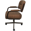 Swivel Metal Dining Caster Chair- M-110 - Pecan Brown Vinyl - Brown