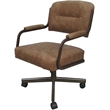 Swivel Metal Dining Caster Chair- M-110 - Pecan Brown Vinyl - Brown
