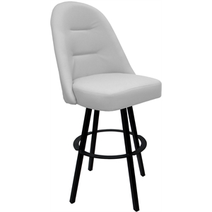 Swivel Metal Bar Stool 30&quot Seat - M-235 WB - White Vinyl - Black
