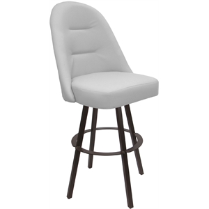 Swivel Metal Bar Stool 30&quot Seat - M-235 WB - White Vinyl - Brown