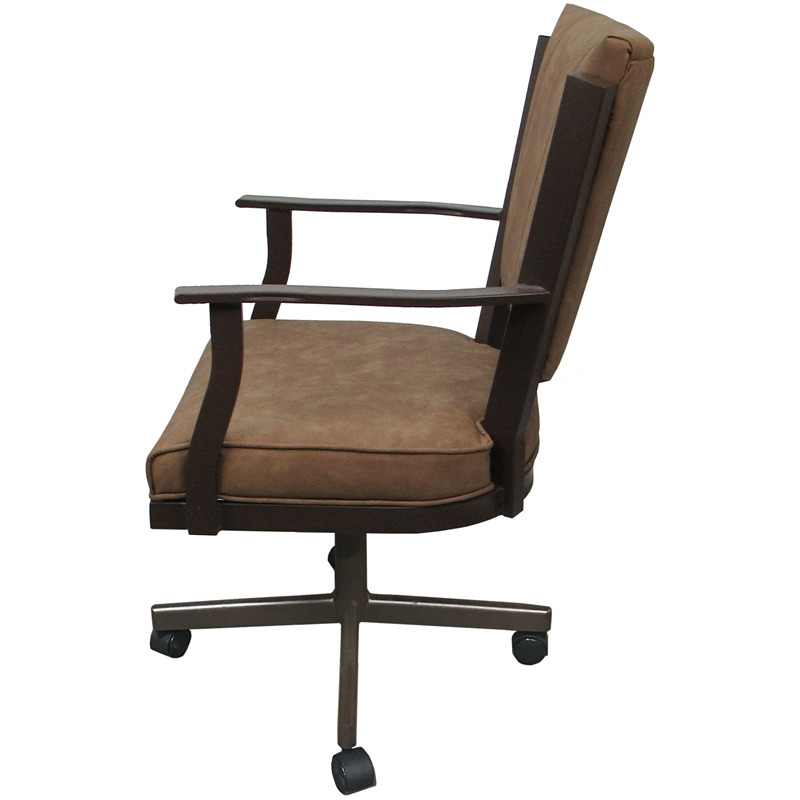 Montana Swivel Metal Dining Caster Chair - Pecan Brown Vinyl - Brown