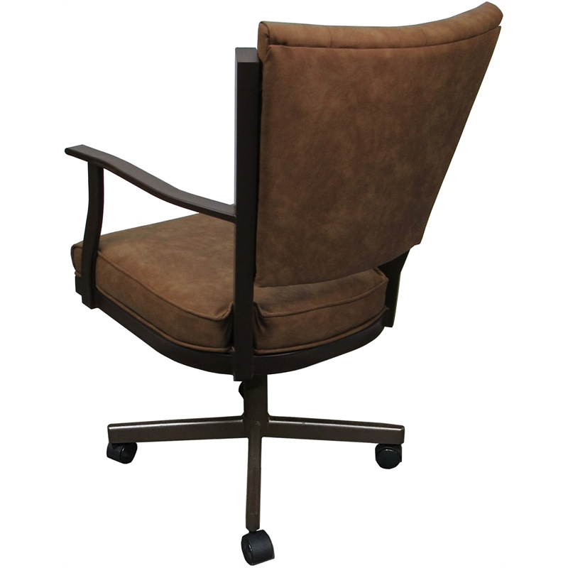Montana Swivel Metal Dining Caster Chair - Pecan Brown Vinyl - Brown