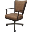 Montana Swivel Metal Dining Caster Chair - Pecan Brown Vinyl - Brown