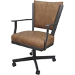 Montana Swivel Metal Dining Caster Chair - Pecan Brown Vinyl - Gray