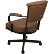 Swivel Metal Dining Caster Chair - Miami - Pecan Brown Vinyl - Brown