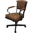 Swivel Metal Dining Caster Chair - Miami - Pecan Brown Vinyl - Brown