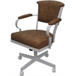 Swivel Metal Dining Caster Chair - Miami - Pecan Brown Vinyl - White