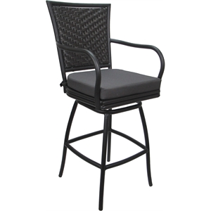 Outdoor or Indoor Counter 26&quot Bar Stool - Elon Arms - Dark Gray Fabric - Gray