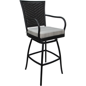 Outdoor or Indoor Counter 26&quot Bar Stool - Elon Arms - NF Cream Fabric - Black