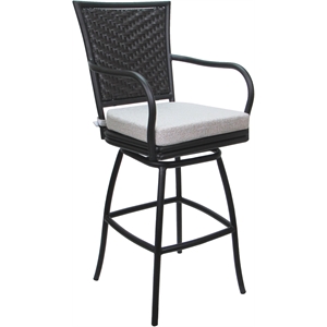 Outdoor or Indoor Metal Counter 26&quot Bar Stool - Elon Arms - White Fabric - Gray