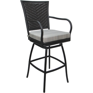 Outdoor or Indoor Metal Counter 26&quot Bar Stool Elon Arms - NF Cream Fabric - Gray