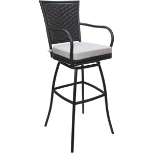 Outdoor or Indoor Bar Stool 30&quot Seat - Elon Arms - White Fabric - Gray