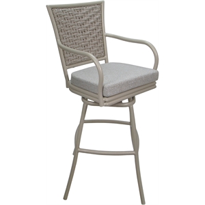 Outdoor or Indoor Extra Tall Bar Stool 34&quot - Elon Arms - White Fabric - Beige