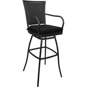 Outdoor or Indoor Extra Tall Bar Stool 34&quot - Elon Arms - Black Fabric - Gray