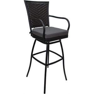 Outdoor or Indoor Extra Tall Bar Stool 34&quot -Elon Arms - Dark Gray Fabric - Black
