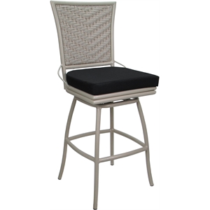 Outdoor or Indoor Metal Counter 26&quot Bar Stool - Elon  - Black Fabric - Beige