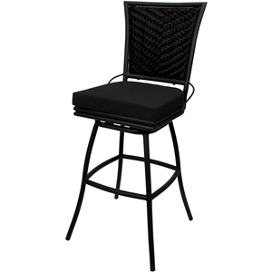 Outdoor or Indoor Metal Counter 26&quot Bar Stool - Elon  - Black Fabric - Black